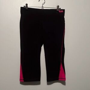 Fila Sport Women's Black and Pink Stretch Cotton Blend Leggings